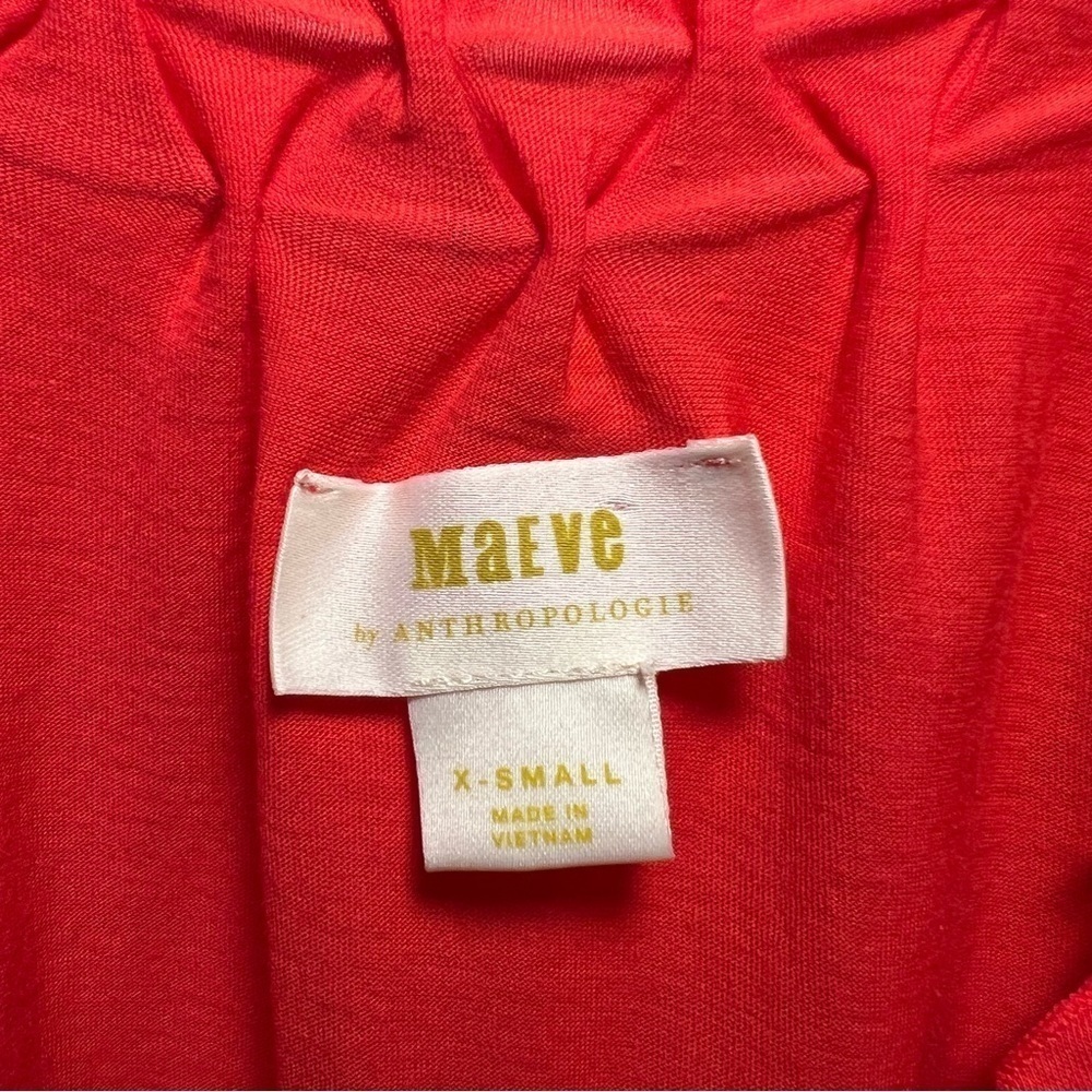 Anthropologie Maeve Justine Smocked Coral Scoop Neck Tank Top Blouse Ruffles XS - Picture 9 of 13